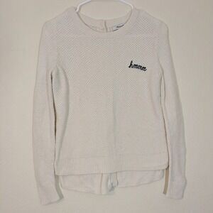 Madewell‎ Hmmm Embroidered Button-Back Cream Sweater Women's XXS